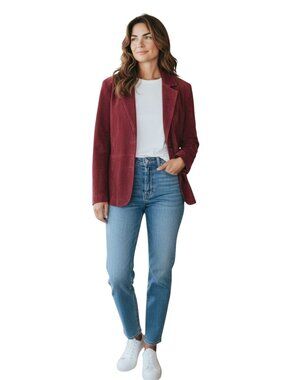 Sienna 100% Leather Suede Burgundy Blazer Jacket